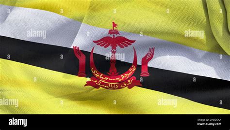 A 3d Illustration Of The Realistic Waving Fabric Flag Of Brunei