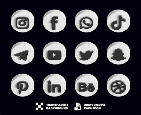 Premium Psd Social Media Icon Collection 3d