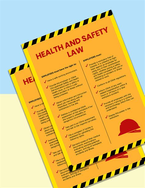 Health & Safety Law Poster Template in Pages, Illustrator, InDesign ...