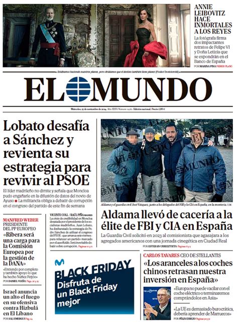 Portada De El Mundo Del Mi Rcoles De Noviembre De Medios