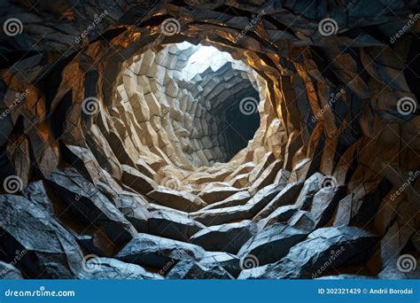 Glowing Pathways: Central Tunnel Perspective. Stock Illustration ...