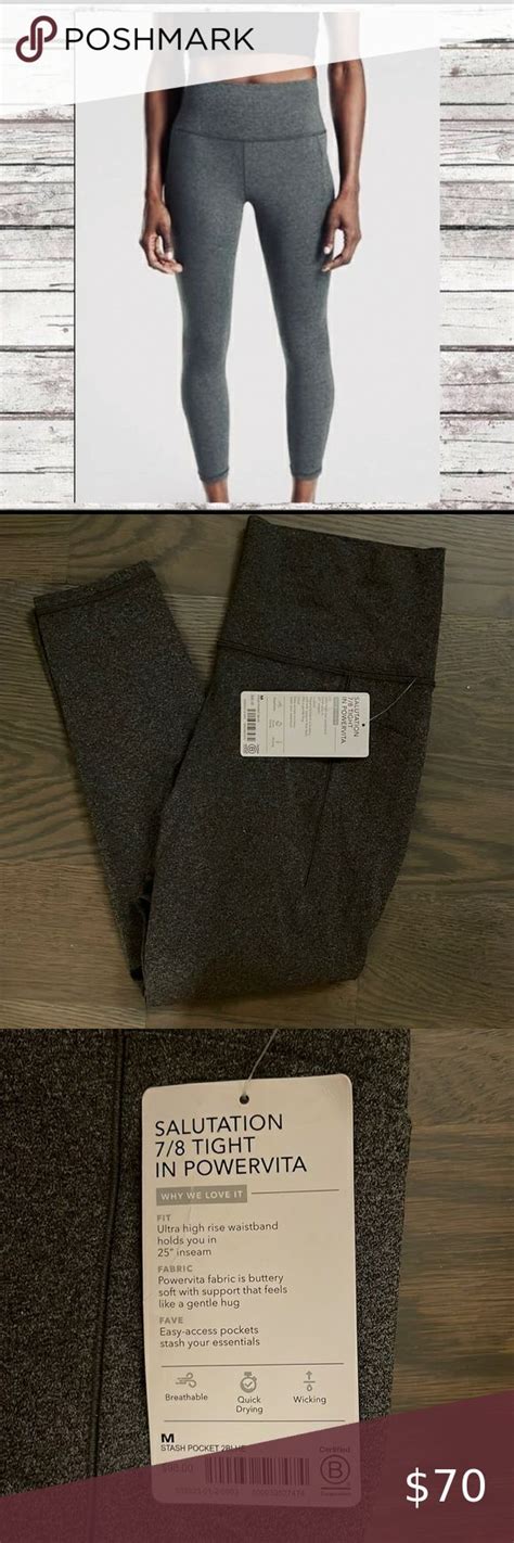 ATHLETA SALUTATION 7 8 Tight In Powervita Dark Grey But Color Is Black