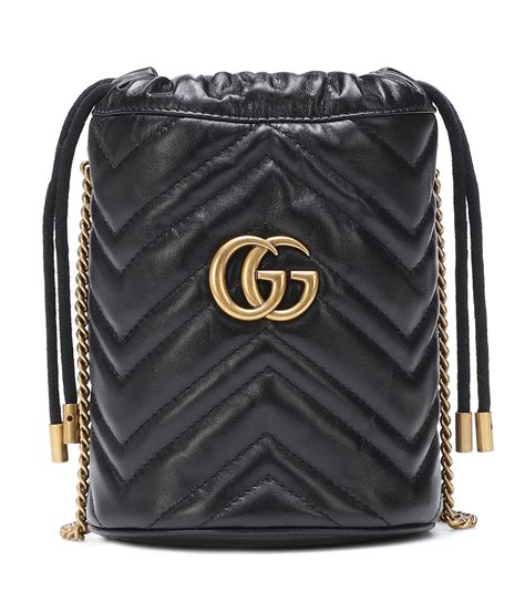 Gucci Gg Marmont Mini Leather Bucket Bag In Nero Nero Nero Black