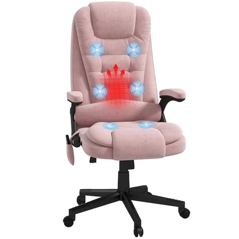 Homcom Pink Linen Massage Chair With Reclining Backrest 921 171v86pk The Home Depot