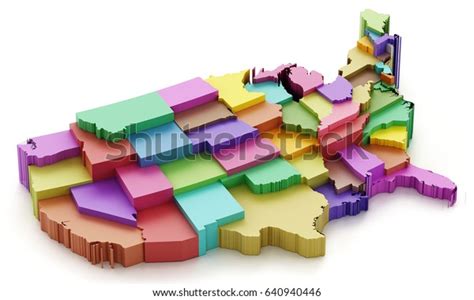 Multi Colored Usa Map Showing State Stock Illustration 640940446