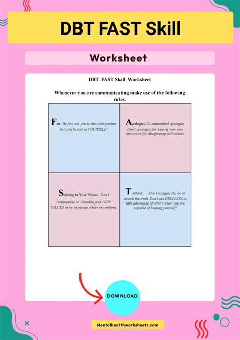 Dbt Fast Skill Worksheet Mental Health Worksheets