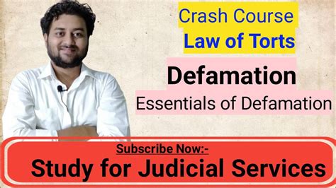 Defamation Law Of Torts Torts Lecture Study For Judicial Services