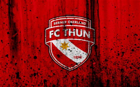 Download wallpapers FC Thun, 4K, logo, stone texture, grunge ...