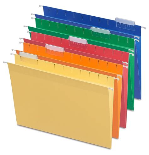 Saney Heavy Duty Hanging File Folders 5 Tab Letter Size Assorted Colors 25box