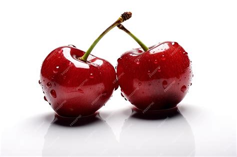 Premium Ai Image Two Fresh Cherries On White Background