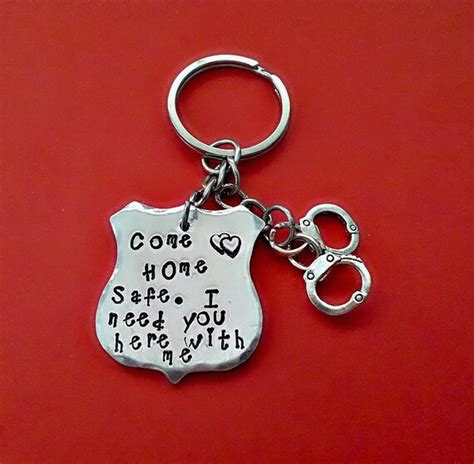 Hand Stamped Police Badge Key Chain // Thin by BardandSmithStudio