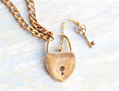 Heart Shaped Padlock Necklace Golden Love Lock Pendant Etsy Heart