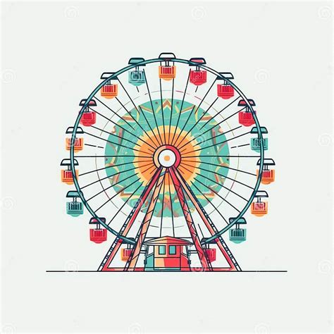 A Cartoon Illustration of a Fairground Ferris Wheel. Stock Photo ...