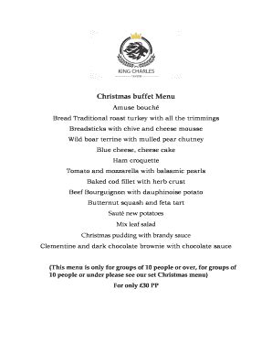 Fillable Online Christmas buffet Menu Fax Email Print - pdfFiller