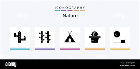 Nature Glyph 5 Icon Pack Including Place Tent Park City Creative