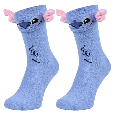 Stitch Disney Niebieskie D Ugie Skarpetki Damskie Antypo Lizgowe