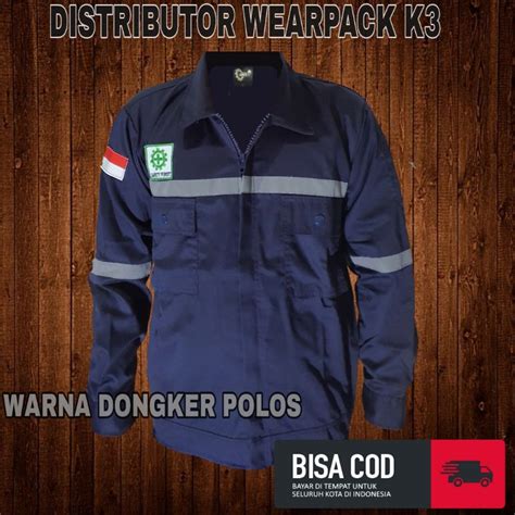 Jual Wearpack Safety Atasan Dongker Polos Kemeja Safety Baju Kerja