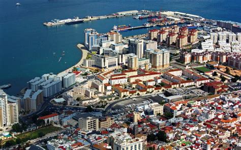 Aerial View Of Gibraltar Town And Harbour Stock Photo - Image of ...