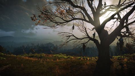 The Witcher 3 Hanging Tree The Witcher Landscape Tree Painting