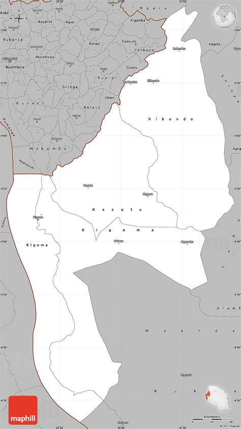 Gray Simple Map of Kigoma