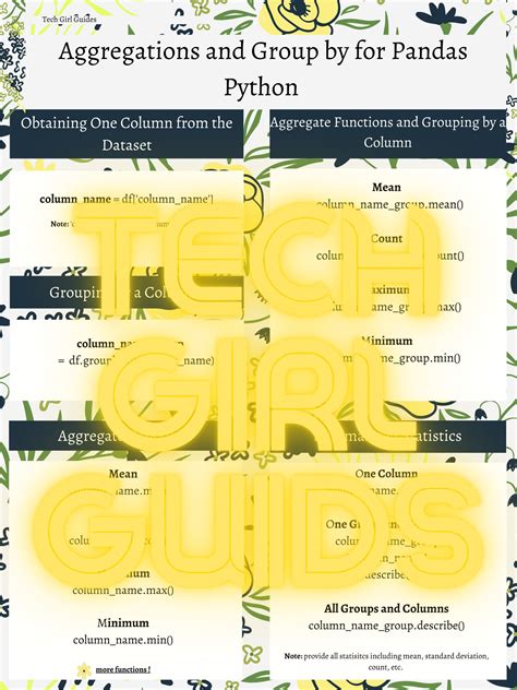 Python Pandas Cheat Sheet Aggregation And Group By Functions Etsy