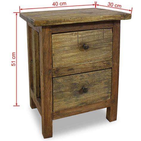 Usa Solid Reclaimed Wood Nightstand W 2 Drawers Bedside Table Cabinet 8718475568964 Ebay