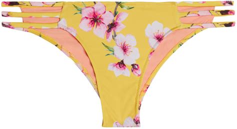 Yellow Cherry Blossom Triple Strap Classic Scrunch Bikini Bottom Doll