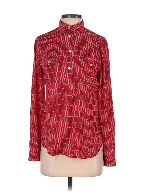 Ann Taylor Loft 100 Polyester Red Long Sleeve Blouse Size Xs 74 Off