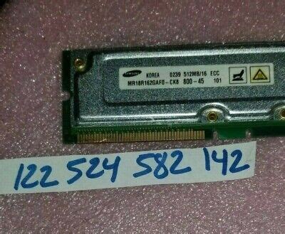 512MB RAMBUS RDRAM RIMM 800 45 800 45 ECC 184PIN UNBUFFERED NON