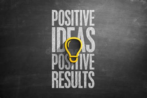 Positive Ideas Positive Results Text On Blackboard Stock Image Image