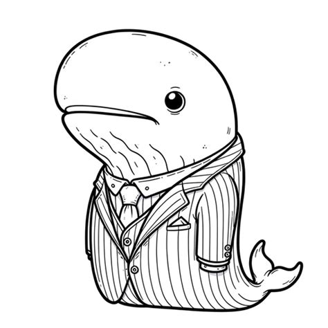 Sperm Whale in Suits Coloring Page- 4 Free Printable Pages