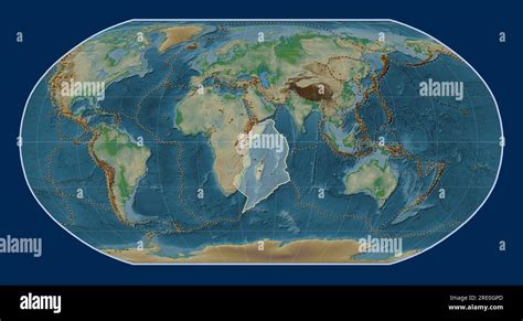 Placa tectónica somaliana en el mapa de elevación física en la