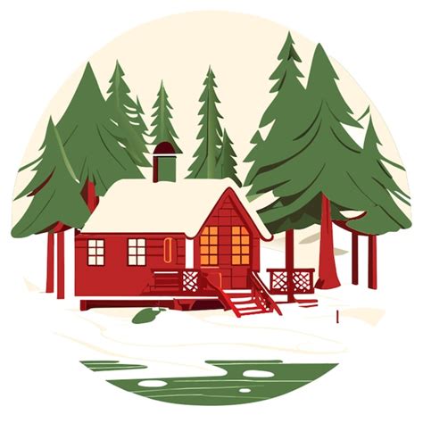 Premium Vector Cozy Winter Cabin Retreat Vector Illustration Flat 2