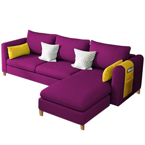 Casaliving Asser Rhs 4 Seater L Shape Sofa Set For Living Room Purple Casaliving