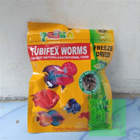 Jual Pakan Ikan Hias Topka Tubifex Worms Cacing Kering Gr Shopee