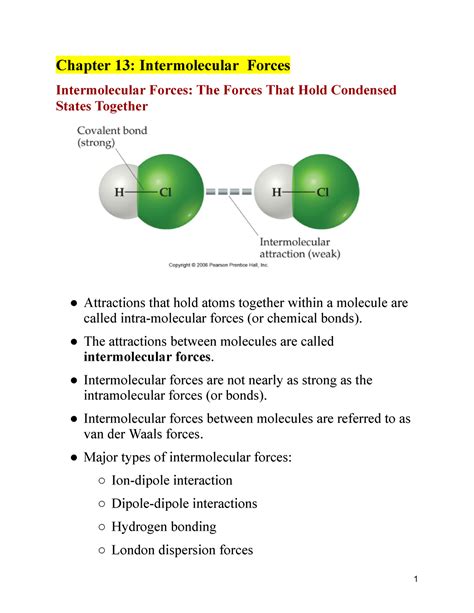 Sp2023 Chapter 13 Intermolecular Forces Chapter 13 Intermolecular Forces Intermolecular