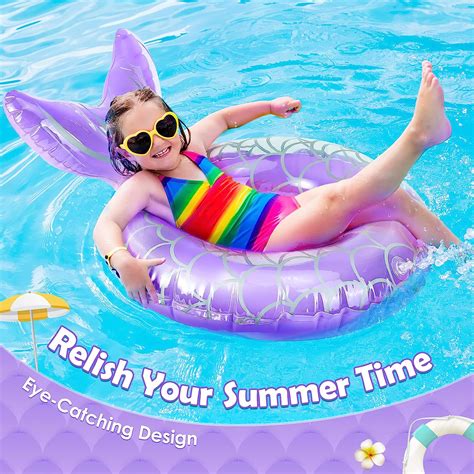 HEY! SPLASH Mermaid Pool Float, Mermaid Tail Shaped Pool Swimming Float Tube Ring Floatie ...