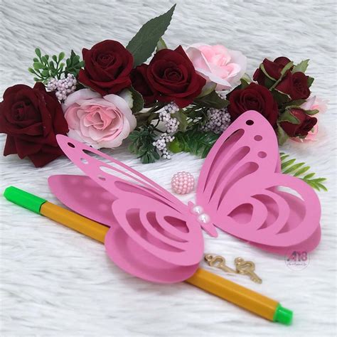 Decoração Borboleta Fechada Dupla Ana 15cm Rosa Chiclete 3un no Elo7