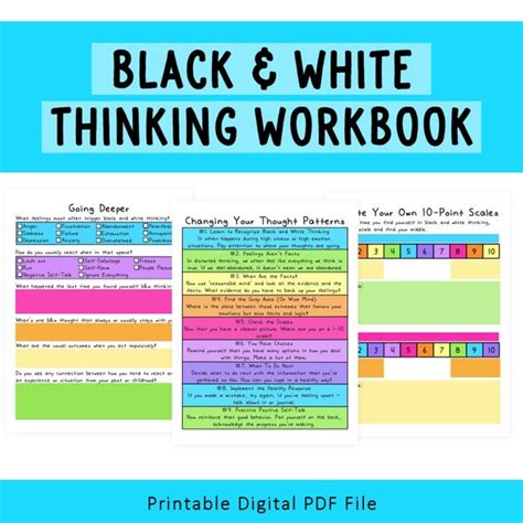 Black And White Thinking Worksheets Etsy Australia