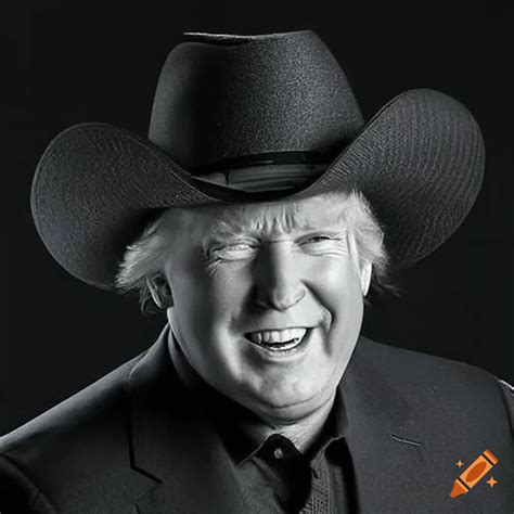 Ridiculous Big Cowboy Hat On A Symmetrically Detailed Donald Trump On