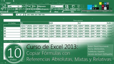 Curso Excel 2013 Copiar Fórmulas con Referencias Absolutas Mixtas y