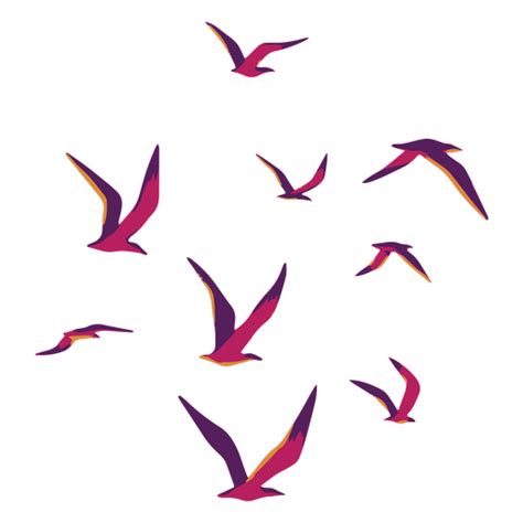 Dise O Png Y Svg De Una Bandada De P Jaros Migratorios Volando En El