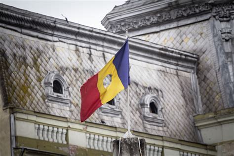 Romanian Revolutionary Flag With A Hole Also Called Drapelul Romaniei