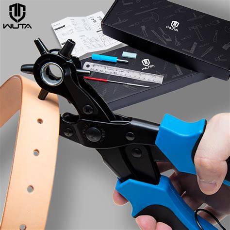 WUTA Revolving Leather Belt Hole Punch Plier Kit Eyelet Puncher