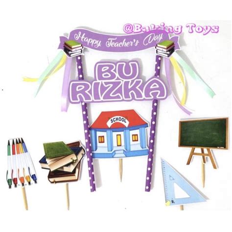 Jual Cake Topper Hari Guru Teacher Topper Cake Birthday Hiasan