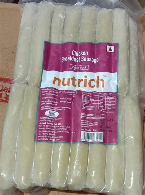 Chicken Breakfast Sausages For Mess Packaging Type Box Packets At