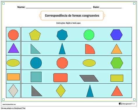 Planilha De Formas Congruentes Com Formas Coloridas