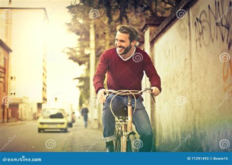 Man With Bike Stock Image Image Of Ride Color People 71291493