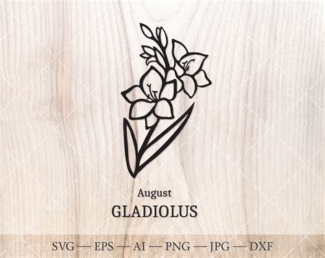 Gladiolus SVG August Birth Flower SVG. Birth Month Flower - Etsy