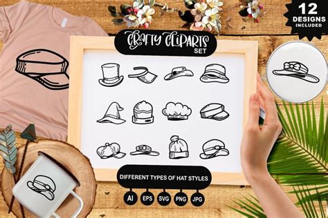 Different Types of Hat Styles Clipart Set